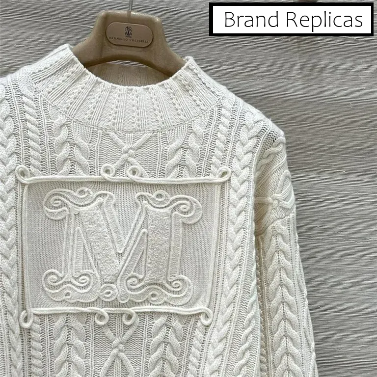 Max Mara White Cable Cashmere Sweater